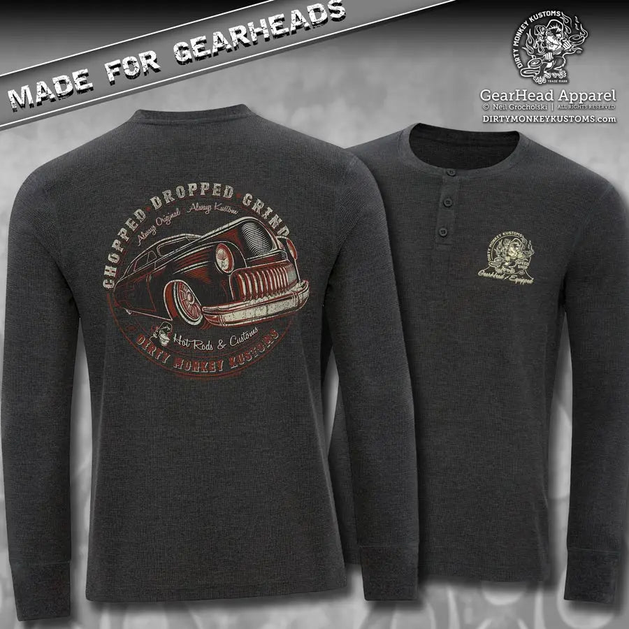 Men's Hot Rod GearHead Long Sleeve Shirts | Dirty Monkey Kustoms USA GearHead Apparel