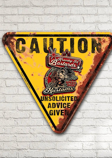 Kranky ol' Bastard Caution - Metal Garage Sign Dirty Monkey Kustoms