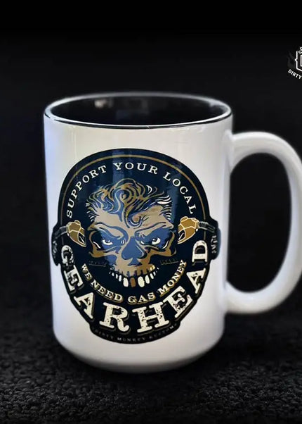 Kustom Hot Rod, Rat Rod & Biker Coffee Mugs | Dirty Monkey Kustoms USA GearHead Apparel