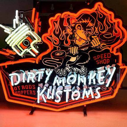 DIRTY MONKEY KUSTOMS HOTROD SPEED SHOP NEON SIGN