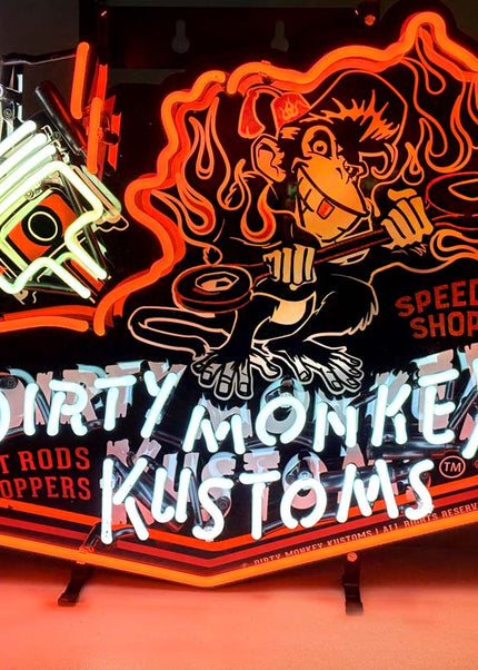 DIRTY MONKEY KUSTOMS HOTROD SPEED SHOP NEON SIGN