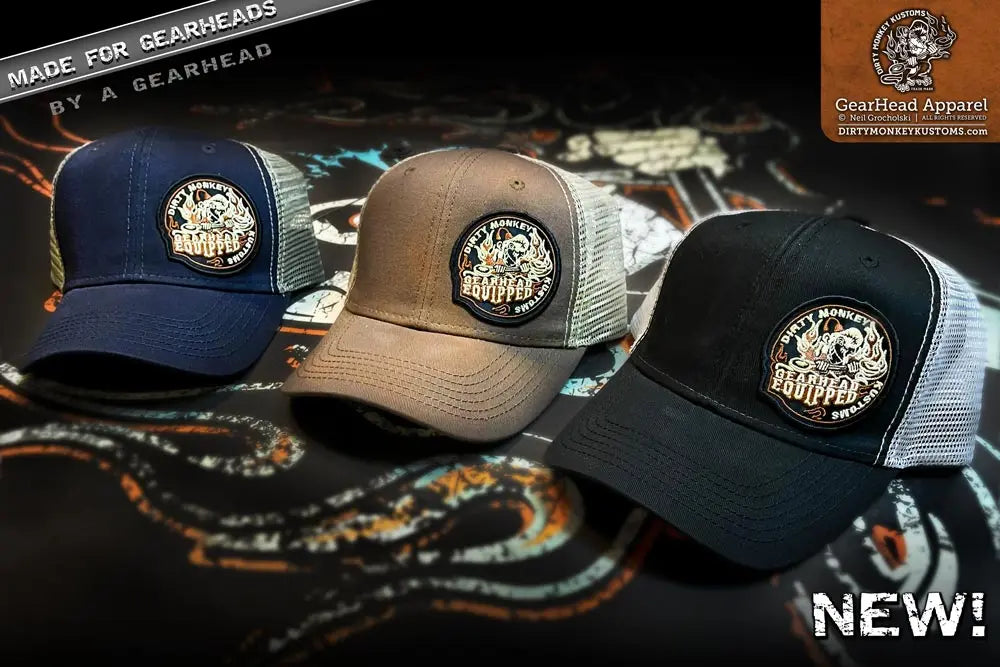 Hot Rod, Rat Rod & Rockabilly Hats & Beanies | Dirty Monkey Kustoms USA GearHead Apparel