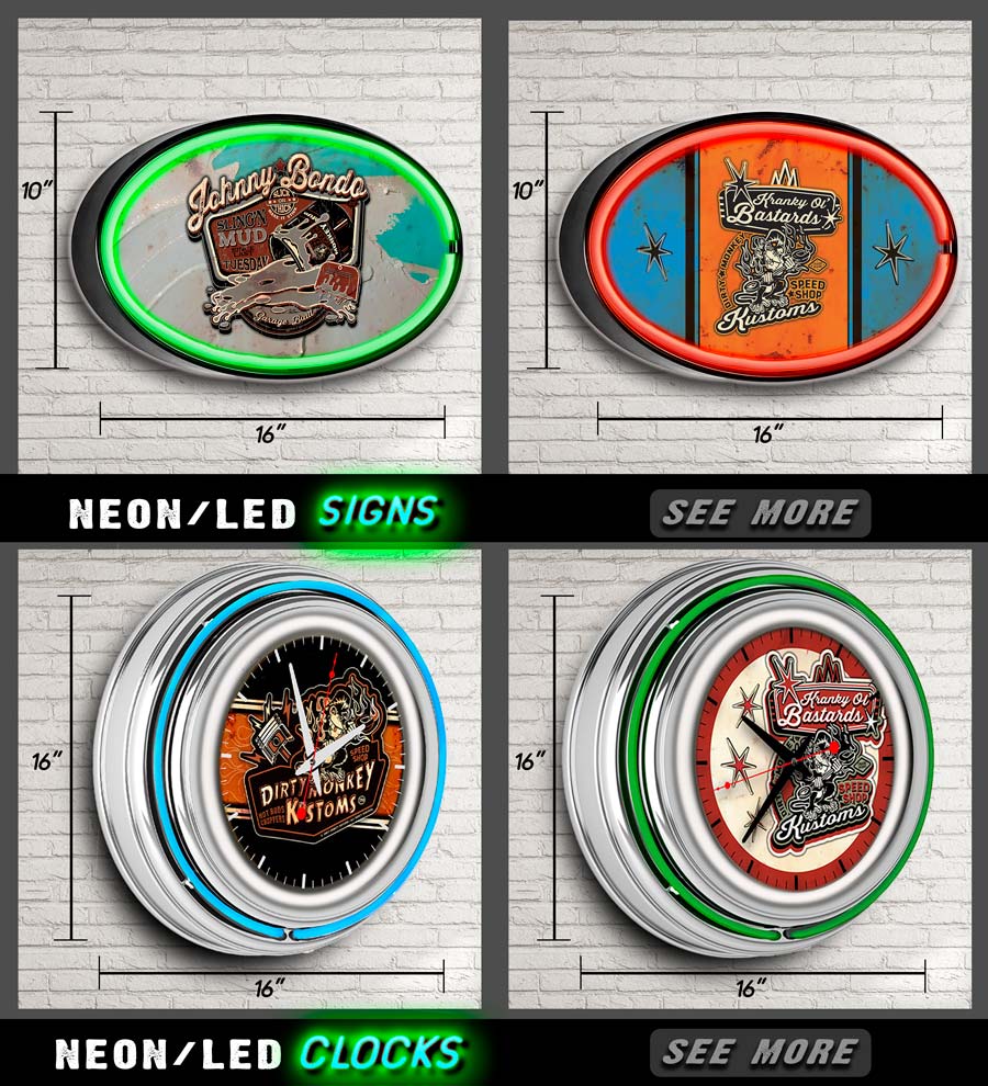 Hot Rod LED/Neon Retro Signs & Clocks
