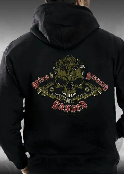 Rockabilly Skull & Wrenches hoodie - Dirty Monkey Kustoms USA GearHead Apparel - USA