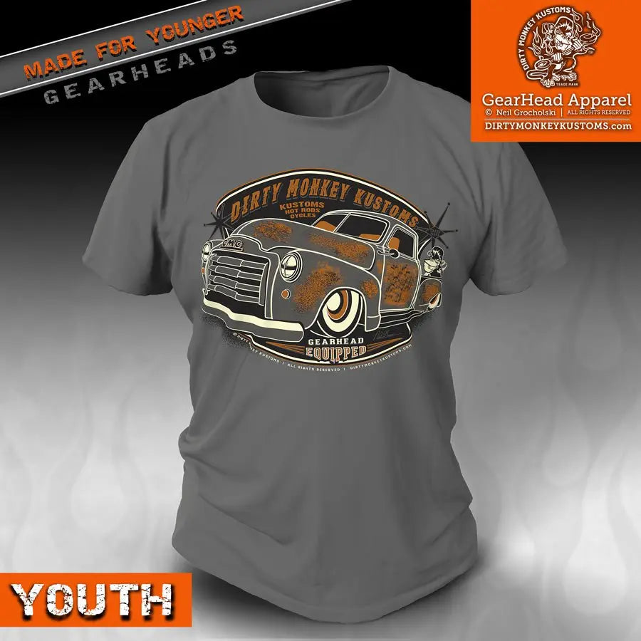 Kids Retro Hot Rodder T Shirts | Dirty Monkey Kustoms USA GearHead Apparel