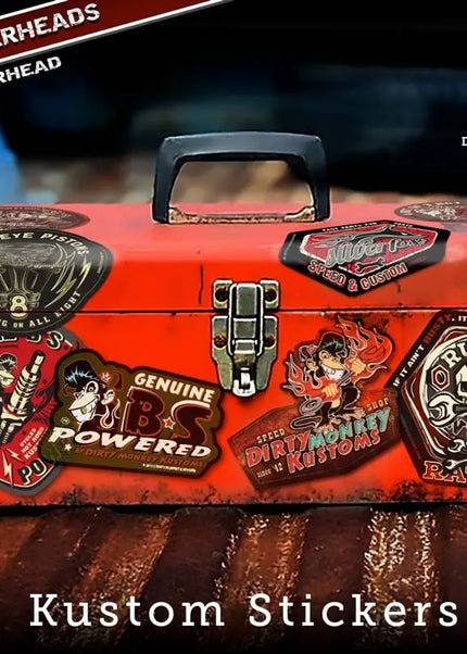 Hot Rod, Rat Rod, Biker & GearHead Tool Box Stickers by Dirty Monkey Kustoms