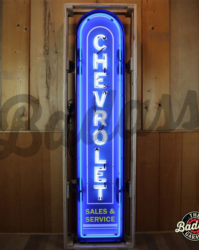 Chevrolet 72" Vertical Neon Sign in Steel Can image 0