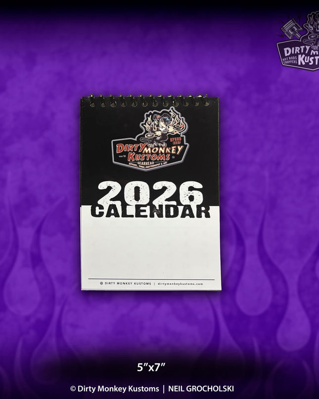 2026 Dirty Monkey Kustoms Hot Rod Art Calendar - 5x7