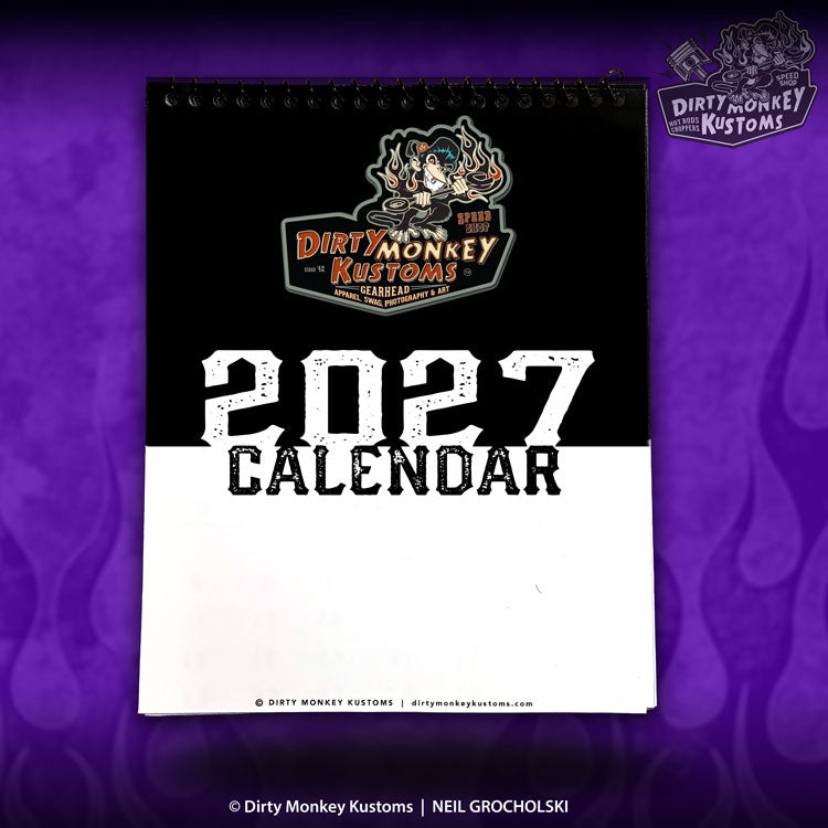 2027 Dirty Monkey Kustoms Hot Rod Art Calendar 8x10 - Spiral