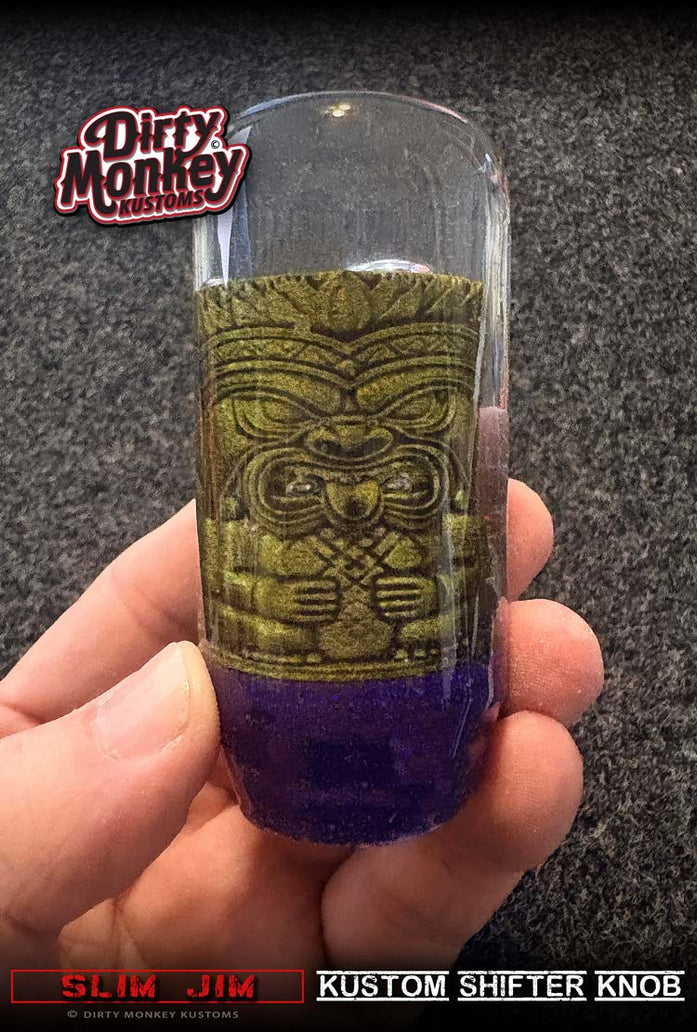 Slim Jim - Green Tiki Totem Metal Flake Shifter Knob - 01
