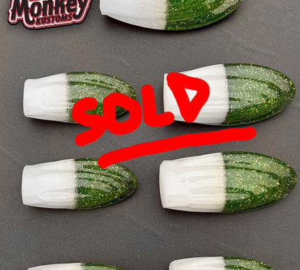 Art Deco - Green / White Metal Flake Shift Knob Set - 01