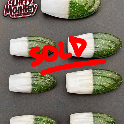 Art Deco - Green / White Metal Flake Shift Knob Set - 01