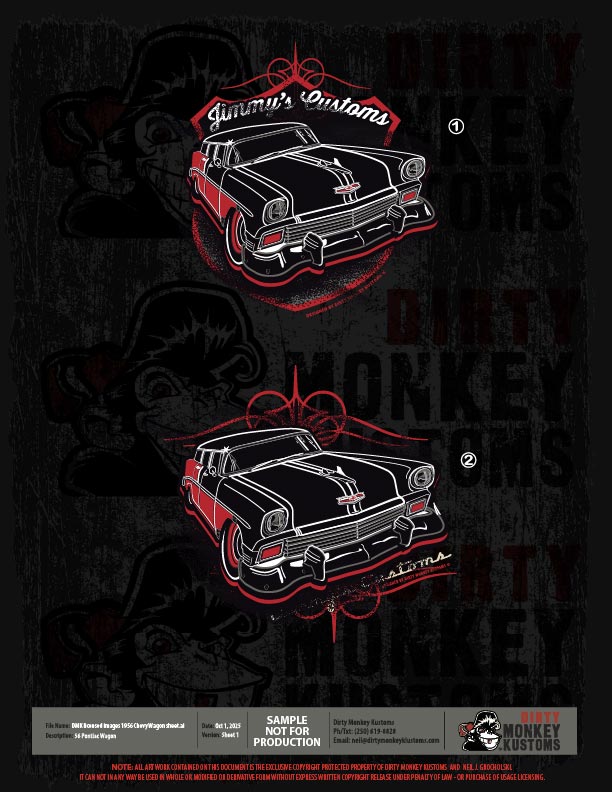 ライセンス可能な1956年式シボレーワゴンのイラスト