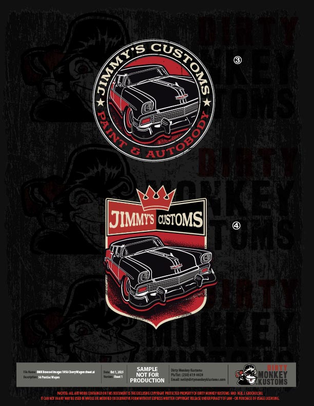 ライセンス可能な1956年式シボレーワゴンのイラスト