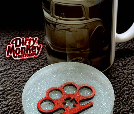 Knuckles - Hot Rod Silver Metal Flake Coaster 1