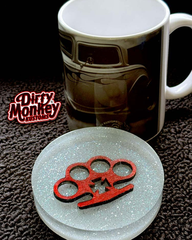 Knuckles - Hot Rod Silver Metal Flake Coaster 1