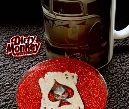 Aces - Hot Rod Red Metal Flake Coaster 1