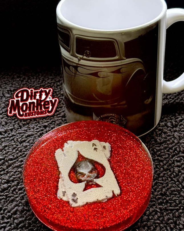 Aces - Hot Rod Red Metal Flake Coaster 1