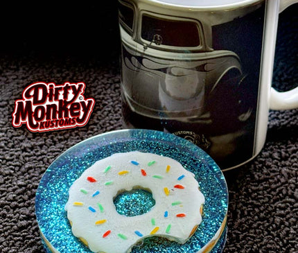 Doh, Doh, Doughnut - Hot Rod Blue Metal Flake Coaster 1