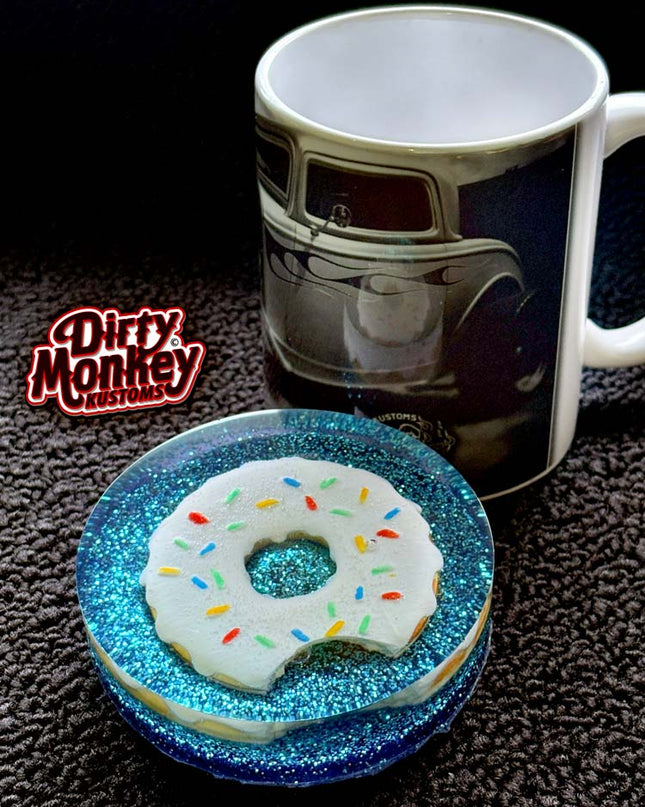 Doh, Doh, Doughnut - Hot Rod Blue Metal Flake Coaster 1