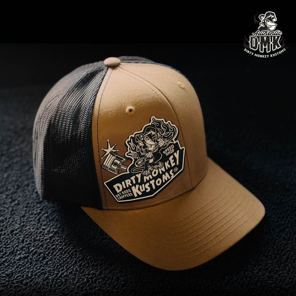 Dirty Monkey Kustoms Speed ​​Shop - Gorra clásica color caramelo