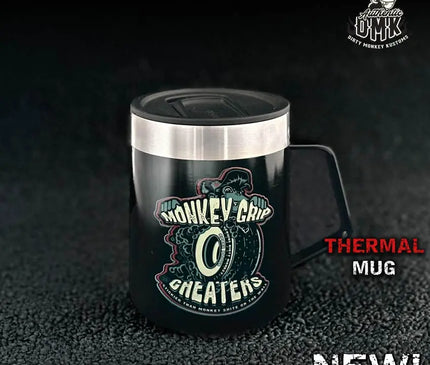 Monkey Grip - Insulated Shop Mug (14oz) - Dirty Monkey Kustoms