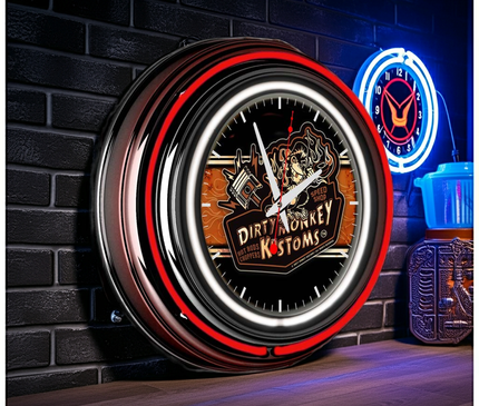 Dirty Monkey Kustoms Neon Retro Wall Clock
