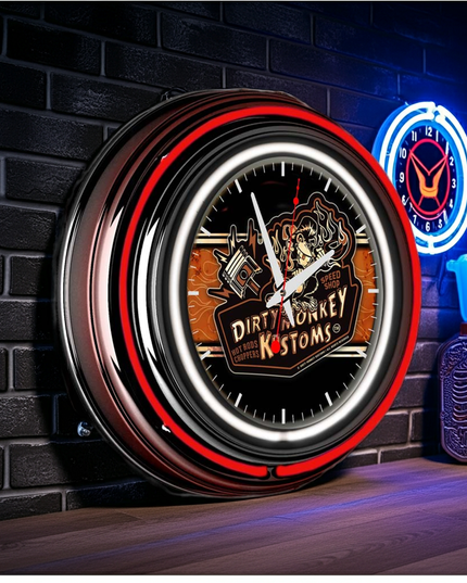 Dirty Monkey Kustoms Neon Retro Wall Clock
