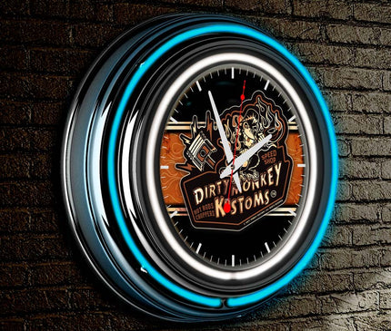 Dirty Monkey Neon Retro Wall Clock BadAss Garage