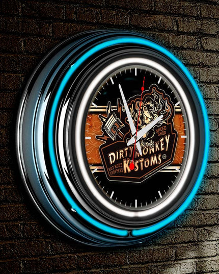 Dirty Monkey Neon Retro Wall Clock BadAss Garage
