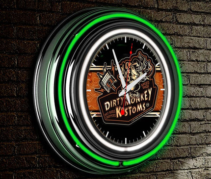 Dirty Monkey Neon Retro Wall Clock BadAss Garage