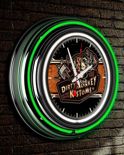 Dirty Monkey Neon Retro Wall Clock BadAss Garage