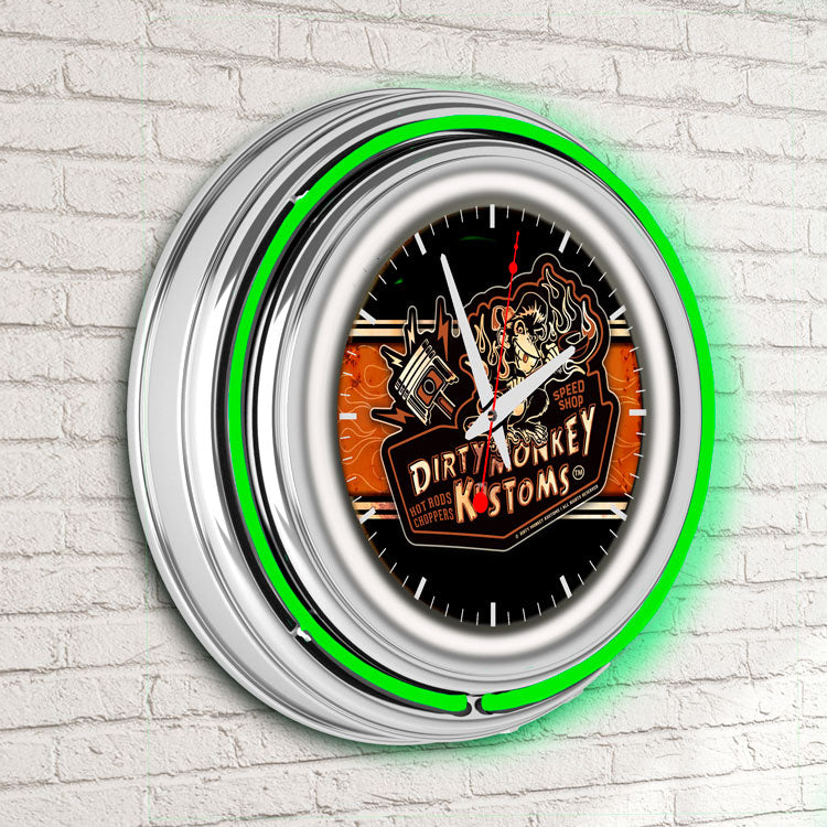 Dirty Monkey Neon Retro Wall Clock