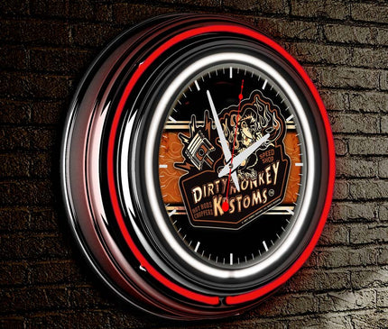 Dirty Monkey Neon Retro Wall Clock BadAss Garage