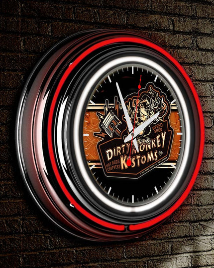 Dirty Monkey Neon Retro Wall Clock BadAss Garage