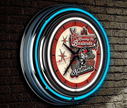 Kranky Ol' Bastards Neon Retro Wall Clock BadAss Garage