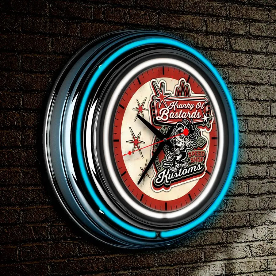 Kranky Ol' Bastards Neon Retro Wall Clock
