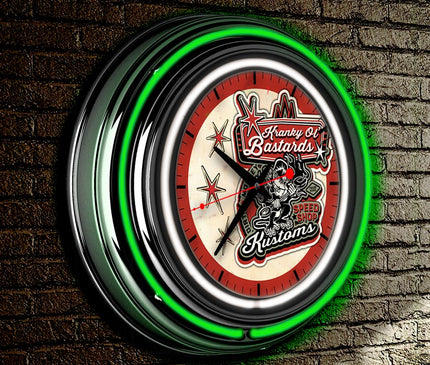 Kranky Ol' Bastards Neon Retro Wall Clock BadAss Garage