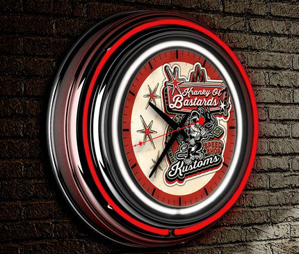 Kranky Ol' Bastards Neon Retro Wall Clock BadAss Garage