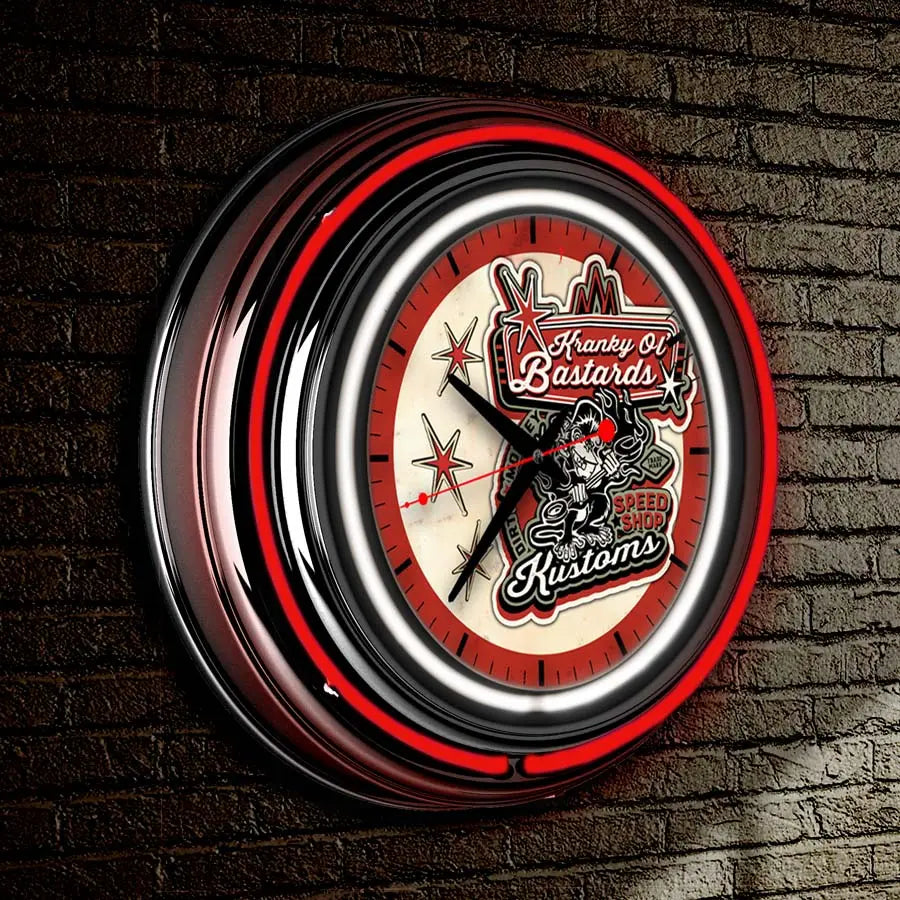 Kranky Ol' Bastards Neon Retro Wall Clock