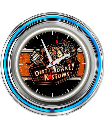 Dirty Monkey Kustoms Neon Retro Wall Clock