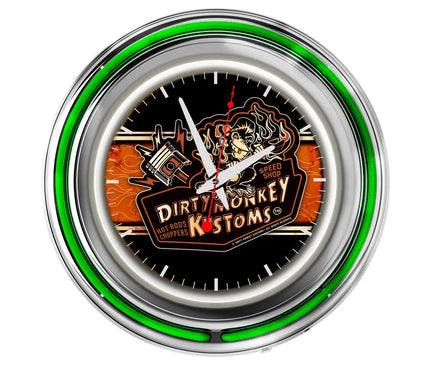 Dirty Monkey Kustoms Neon Retro Wall Clock