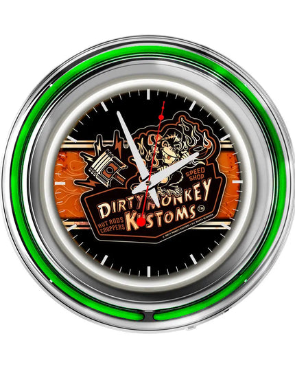 Dirty Monkey Kustoms Neon Retro Wall Clock