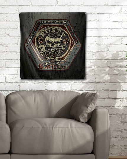 "RUSTY NUTS RAT RODS" garage sign print