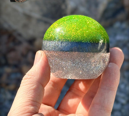 Cannon Ball - Lime Green Metal Flake Shifter Knob - 03