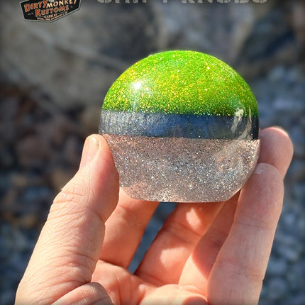 Cannon Ball - Lime Green Metal Flake Shifter Knob - 03