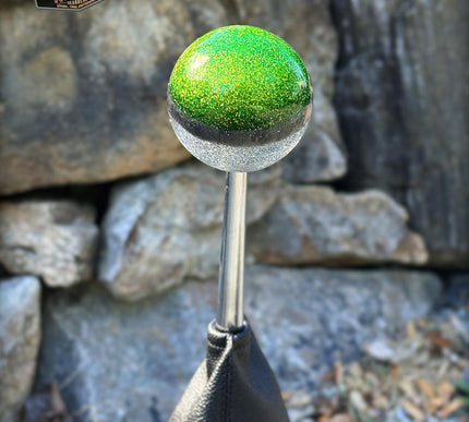 Cannon Ball - Lime Green Metal Flake Shifter Knob - 03