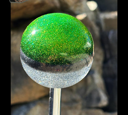 Cannon Ball - Lime Green Metal Flake Shifter Knob - 03