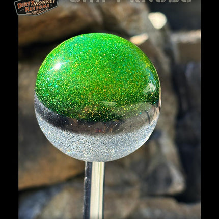 Cannon Ball - Lime Green Metal Flake Shifter Knob - 03