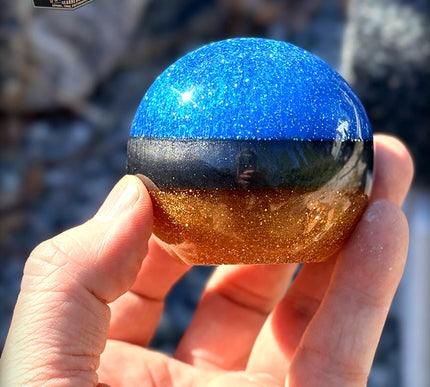 Cannon Ball -Blue Hot Rod Metal Flake Shifter Knob - 04